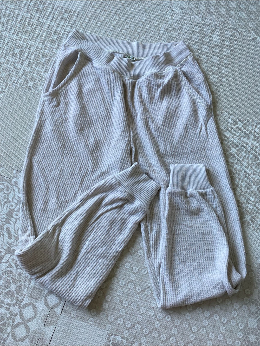 aerie Ribbed Jogger Pants in Light Beige